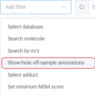 Off-sample toggle in filters panel